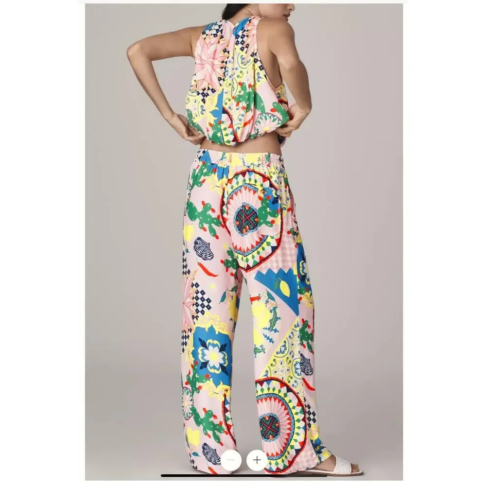 NWT Anthropologie Maeve Straight-Leg‎ Pull-on Silk Pants, Women's Size S - Picture 3 of 7
